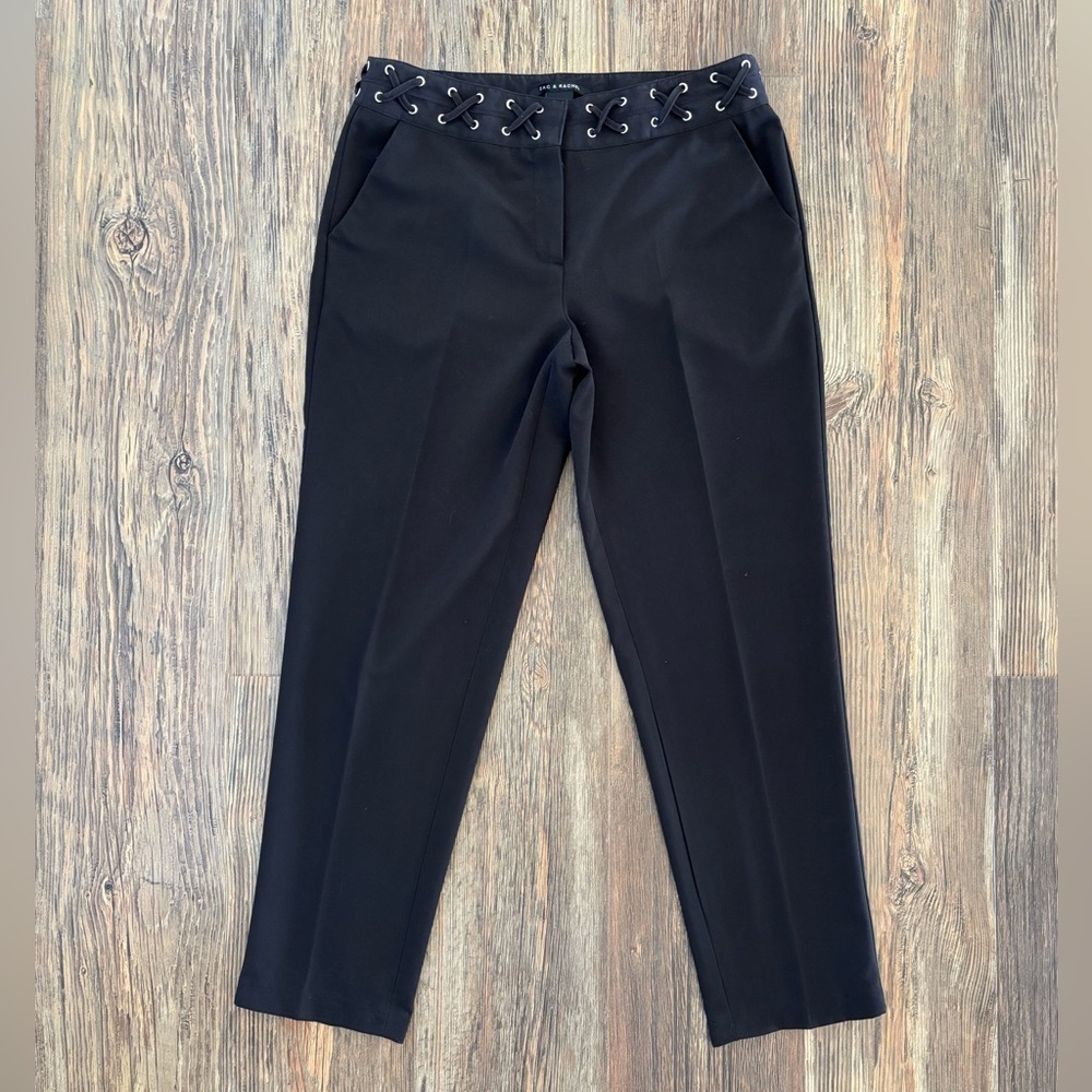 *FLAWS Zac & Rachel Lace-Up Waist Trouser Pants Womens 10 Black Whimsigoth Y2K